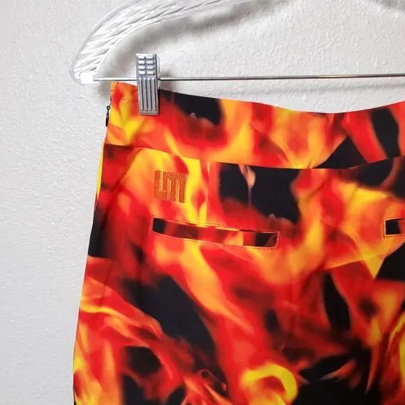 LOUDMOUTH Fire Flames Print Tennis Gold Skort Skirt